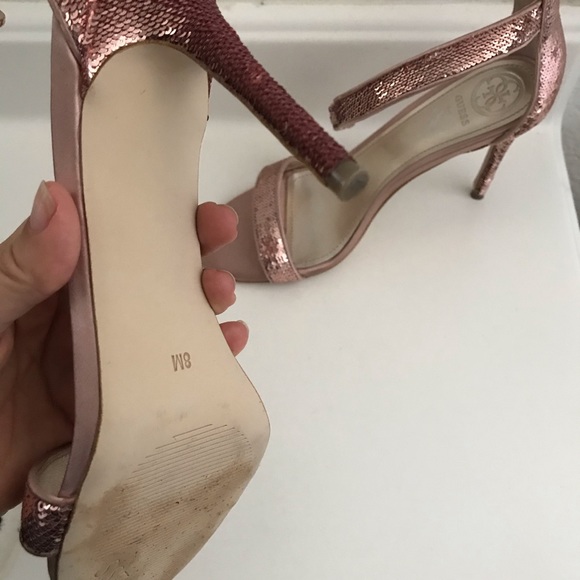GUESS Sequin Ankle-Strap Pink Heels size 8 M - Picture 5 of 6